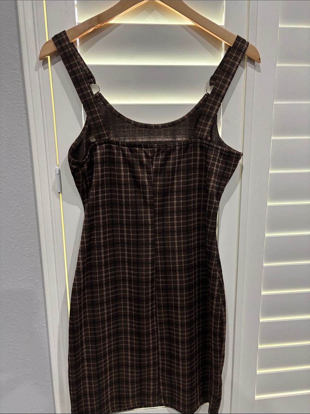 Planet Gold Brown Plaid Mini Sheath Dress - Picture 2 of 3